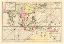 Indian Ocean, China, Japan, Korea, India, Southeast Asia, Philippines and Australia Map By Johannes Covens  &  Cornelis Mortier