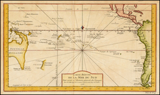 World, Australia & Oceania, Pacific, Australia, Oceania and New Zealand Map By Jacques Nicolas Bellin