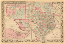 Texas Map By Samuel Augustus Mitchell Jr.