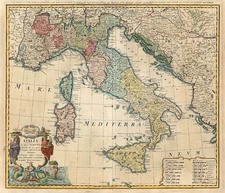 Europe and Italy Map By Homann Heirs