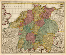 Austria, Poland, Czech Republic & Slovakia and Germany Map By Gerard & Leonard Valk