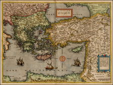 Balkans, Turkey, Holy Land, Turkey & Asia Minor, Balearic Islands and Greece Map By Cornelis de Jode