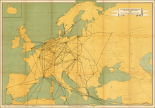 [Europe: Air Mail Routes] Carte des lignes postales aeriennes internes et internationales Europe pubilee par le Bureau International de l'Union postale universelle Berne, Avril 1937 