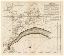 Atlantic Ocean, United States, New England, Mid-Atlantic, Florida, Southeast and North America Map By George Louis Le Rouge / Benjamin Franklin / Timothy Folger