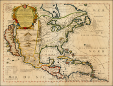 North America and California Map By Vincenzo Maria Coronelli / Jean-Baptiste Nolin