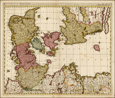 Sweden, Denmark and Germany Map By Gerard & Leonard Valk