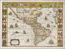 North America, South America and America Map By Willem Janszoon Blaeu