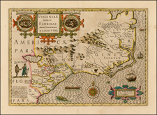 Mid-Atlantic and Southeast Map By Jodocus Hondius