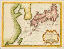 China, Japan and Korea Map By Jacques Nicolas Bellin