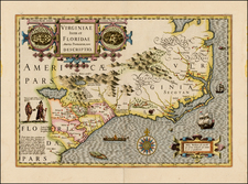 Mid-Atlantic and Southeast Map By Jodocus Hondius