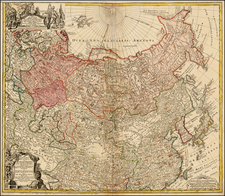 China, Central Asia & Caucasus and Russia in Asia Map By Homann Heirs / Johann Matthaus Haas