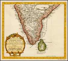 India and Central Asia & Caucasus Map By Jacques Nicolas Bellin