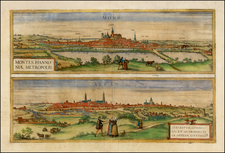 Montes, Hannoniae Metropolis [and] Atrebatum, Episcopalis Et Metropolica Artesiae Citivas By Georg Braun  &  Frans Hogenberg