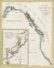 Alaska, Japan, Korea, Russia in Asia, California and Canada Map By Daniel Friedrich Sotzmann