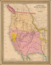 Southwest, Rocky Mountains and California Map By Samuel Augustus Mitchell