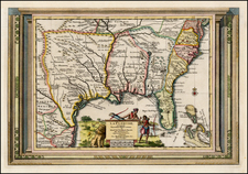 Florida, South, Southeast and Texas Map By Pieter van der Aa