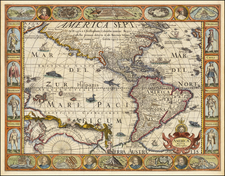 South America and America Map By Pieter van den Keere