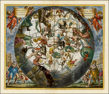 Western Hemisphere, Southern Hemisphere and Celestial Maps Map By Andreas Cellarius