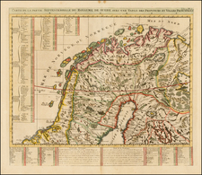 Carte De La Partie Septentrionale du Royaume de Suede avec une Table des Provinces et des Villes Principales   By Henri Chatelain