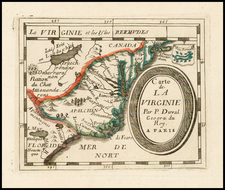 [ Virginia, Carolinas, Georgia ]  Carte De la Virginie . . . By Pierre Du Val