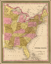 United States Map By Samuel Augustus Mitchell