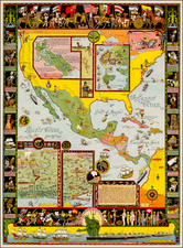 United States, Florida, Southeast, Southwest, North America, Baja California, Caribbean, Central America and California Map By Jo Mora