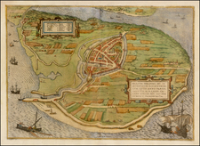 Netherlands Map By Georg Braun  &  Frans Hogenberg