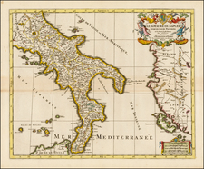 Italy and Southern Italy Map By Alexis-Hubert Jaillot