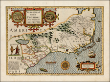 Mid-Atlantic and Southeast Map By Jodocus Hondius