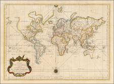 World, World, Australia and New Zealand Map By Jacques Nicolas Bellin