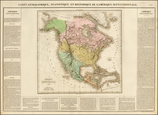 United States, North America and Canada Map By Jean Alexandre Buchon