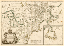 United States, New England, Mid-Atlantic, Midwest and Canada Map By Didier Robert de Vaugondy