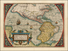 Western Hemisphere, South America and America Map By Abraham Ortelius