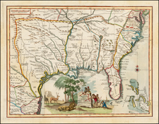 Florida, South, Southeast, Texas and Midwest Map By Giambattista Albrizzi