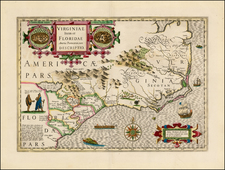 Mid-Atlantic and Southeast Map By Jodocus Hondius