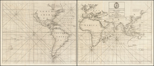World and World Map By John Senex / Edmund Halley / Nathaniel Cutler