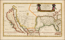 Florida, Southeast, Texas, Midwest, Southwest and California Map By Nicolas Sanson