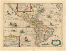 South America and America Map By Jodocus Hondius - Jan Jansson