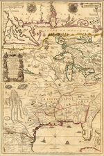 United States, Florida, South, Southeast, Texas, Midwest, Plains, Southwest, Rocky Mountains and North America Map By Nicolas de Fer