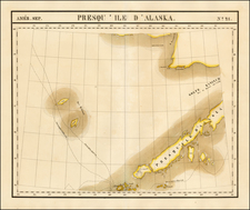 Presqu ' Ile D 'Alaska  Amer. Sep. No. 21.  (Aleutian Islands) By Philippe Marie Vandermaelen