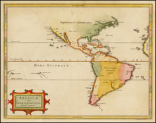 South America and America Map By Joannes De Laet