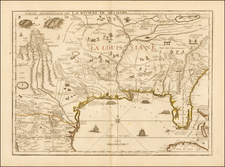 South, Southeast, Texas and Midwest Map By Nicolas de Fer