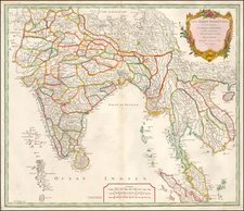 India, Malaysia and Thailand, Cambodia, Vietnam Map By Gilles Robert de Vaugondy