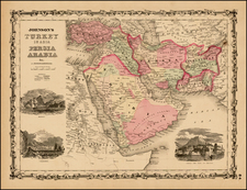 Middle East and Turkey & Asia Minor Map By Alvin Jewett Johnson  &  Ross C. Browning
