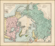 Polar-Karte enthaltend: die Lander u. Meere vom Nord-Pol . . . . 1874 By Adolf Stieler