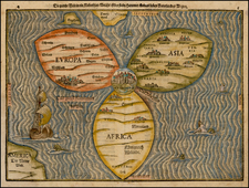 World, World, Holy Land and Curiosities Map By Heinrich Buenting