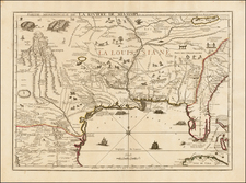 South, Southeast, Texas and Midwest Map By Nicolas de Fer