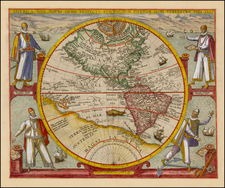 Western Hemisphere, North America, South America and America Map By Theodor De Bry