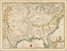 South, Southeast, Texas, Midwest, Plains, Southwest and Rocky Mountains Map By Guillaume De L'Isle