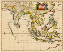 China, India, Southeast Asia, Philippines and Australia & Oceania Map By Frederick De Wit